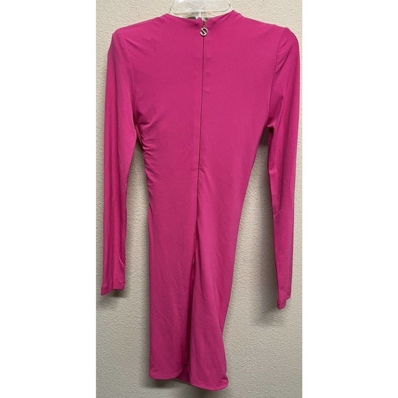Nookie Dress Envy Mini Neon Pink Size S Deep Plunging Neck Rushed NEW - Picture 4 of 11